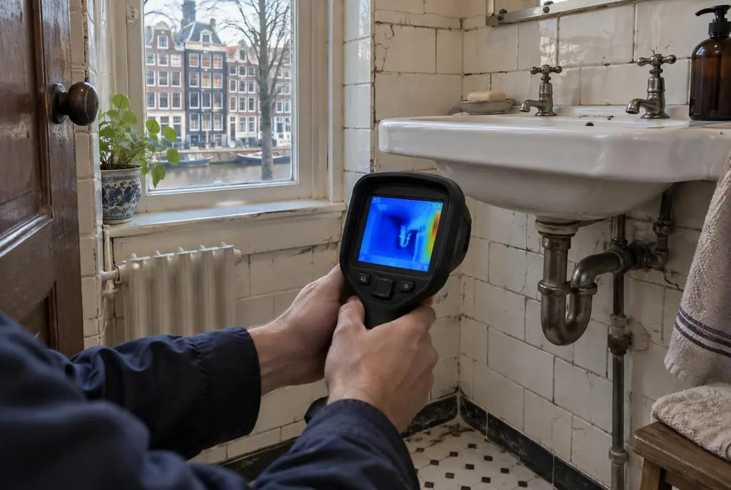 Lekdetectie Amerongen – badkamer met oude leidingen achter de tegels