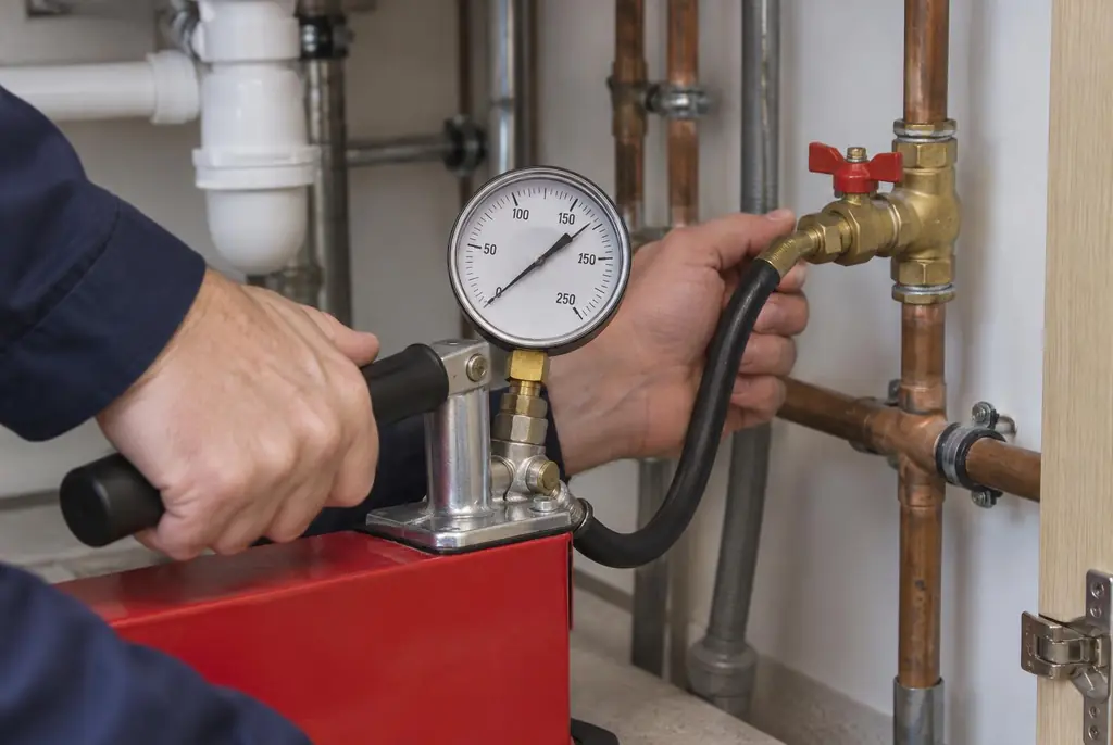 Lekdetectie Amerongen – druktest op een waterleiding met een manometer