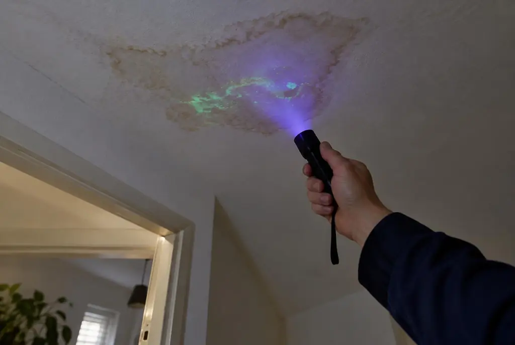Lekdetectie Amerongen – kleurstof controleren op het plafond met uv-licht