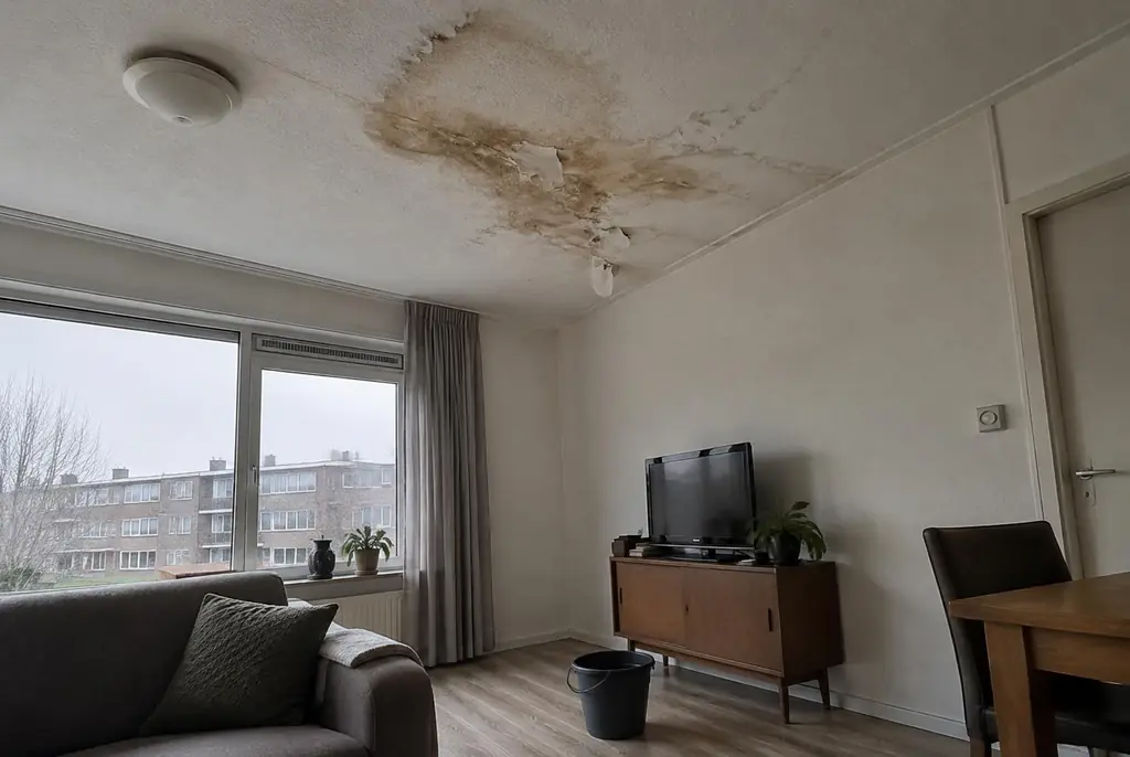 Lekdetectie Amerongen – vochtplek op het plafond onder een badkamer